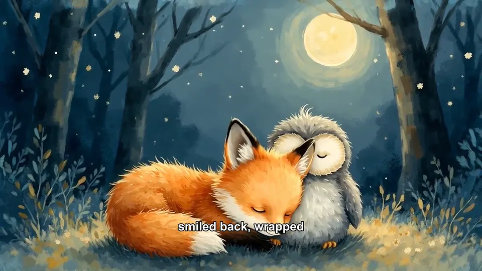 The fox and the owl smile in the moonlight